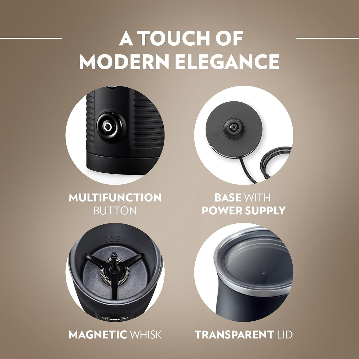 Lavazza MilkEasy Frother – Hot & Cold Milk for Cappuccino, Latte & More, Black