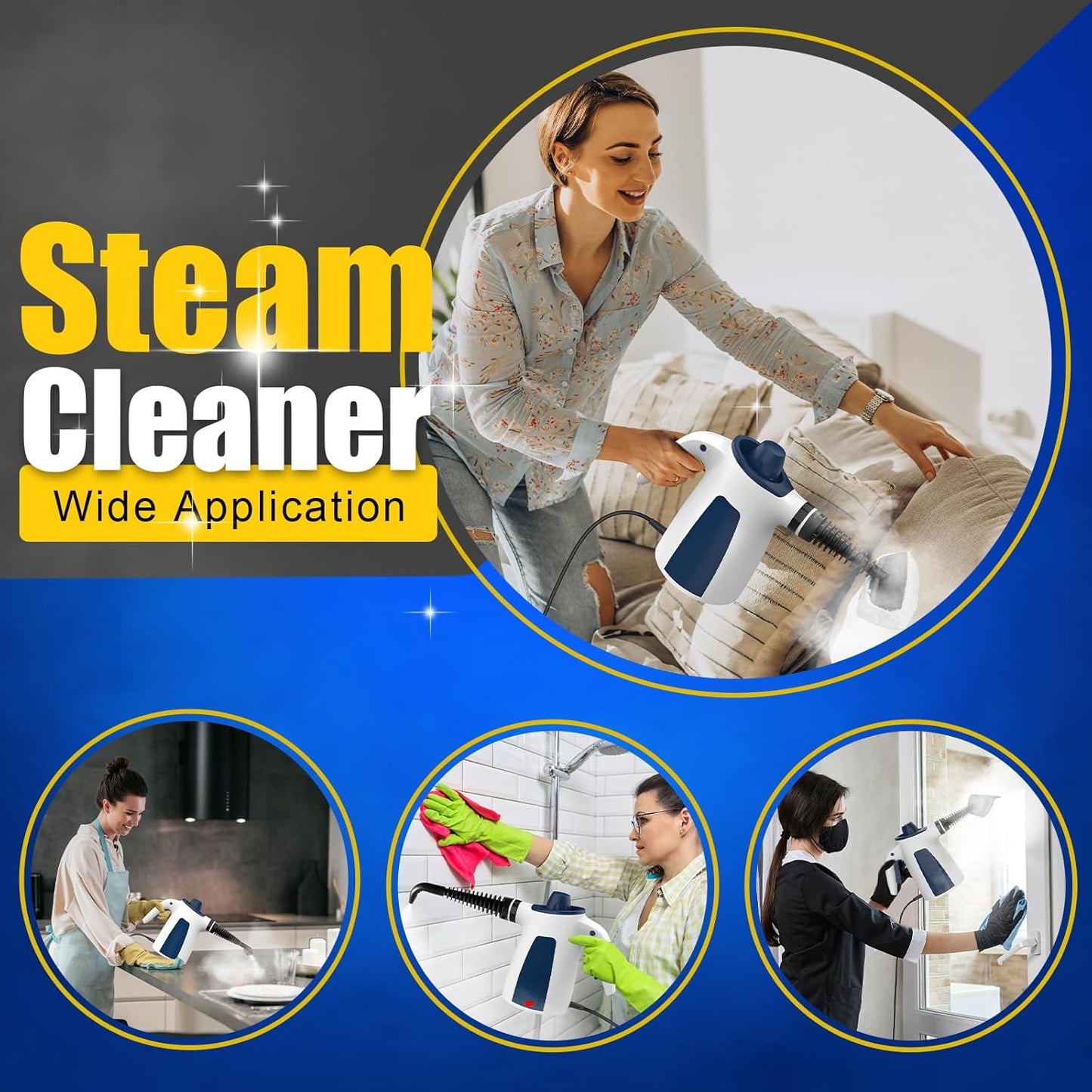 Handheld Steam Cleaner – Portable Multi-Surface Cleaning, 12 Accessories, Chemical-Free, 1050W