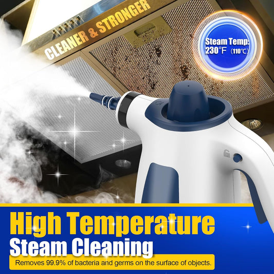 Handheld Steam Cleaner – Portable Multi-Surface Cleaning, 12 Accessories, Chemical-Free, 1050W