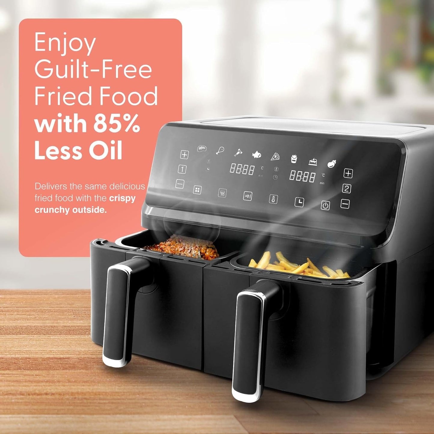 Keplin 9L Dual Zone Air Fryer – 2700W, 8-in-1 Functions, Family Size