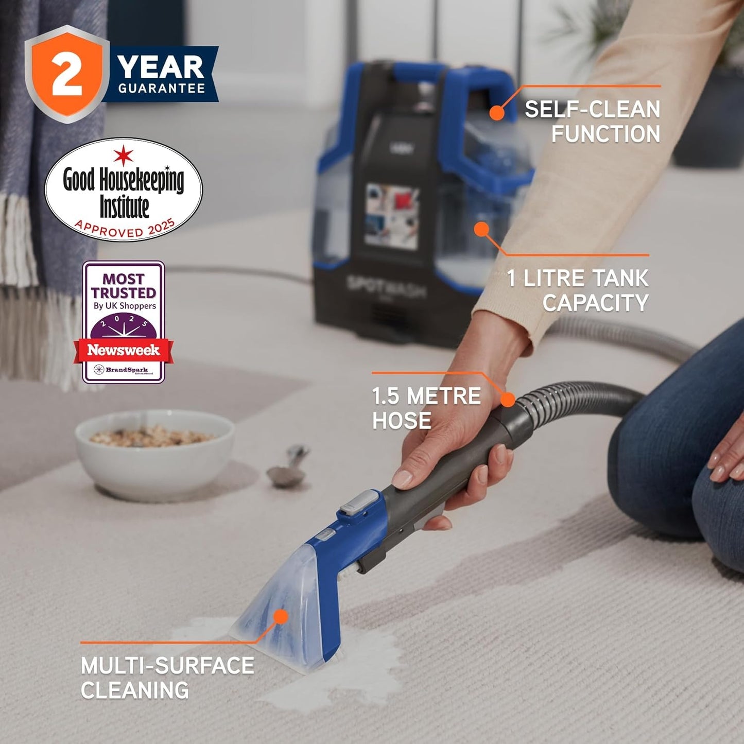 VAX SpotWash Duo Handheld Spot Cleaner – Pet Messes & Upholstery Stains, Compact