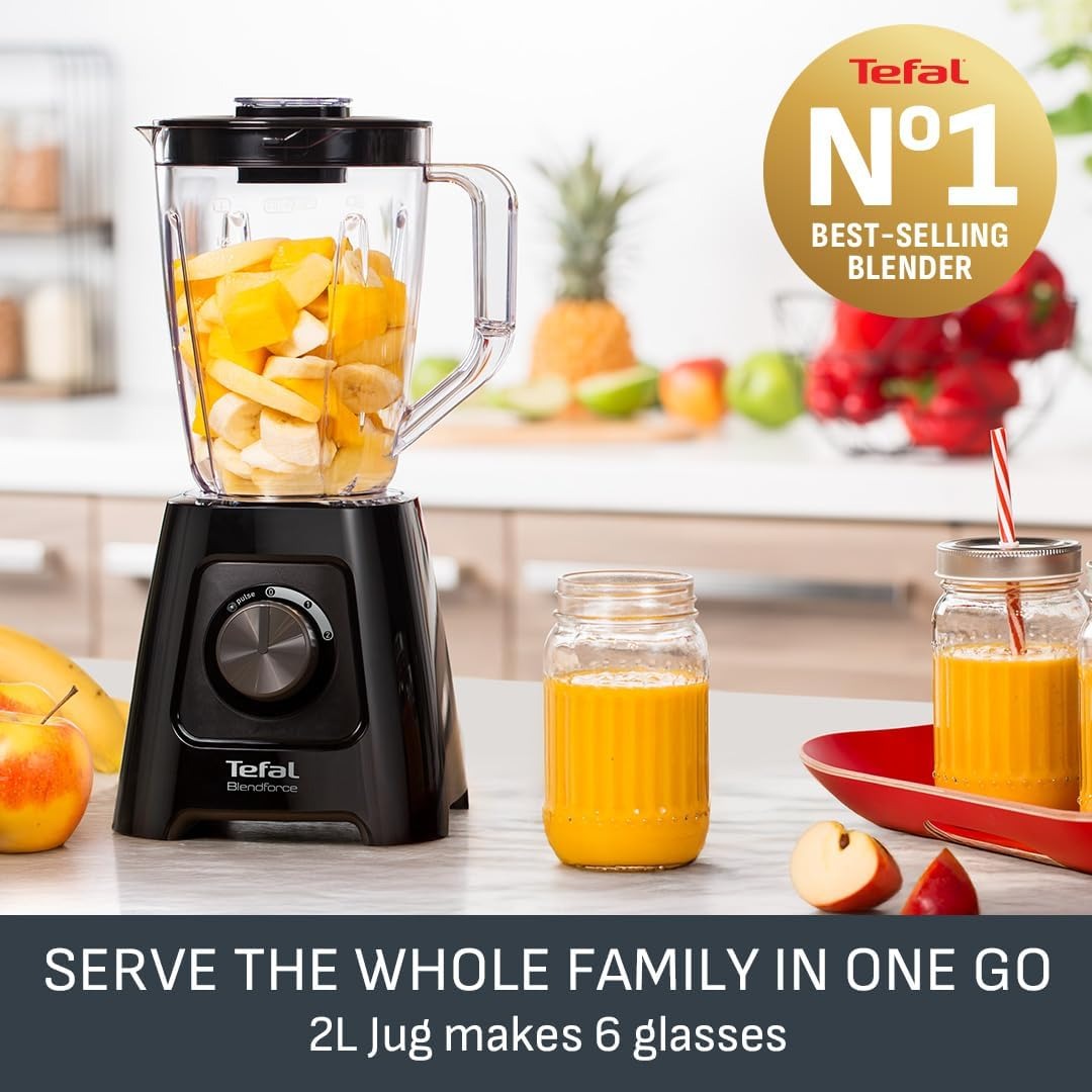 Tefal Blendforce II Blender – 1.25L, 600W, Ice Crush & Smoothies, Black
