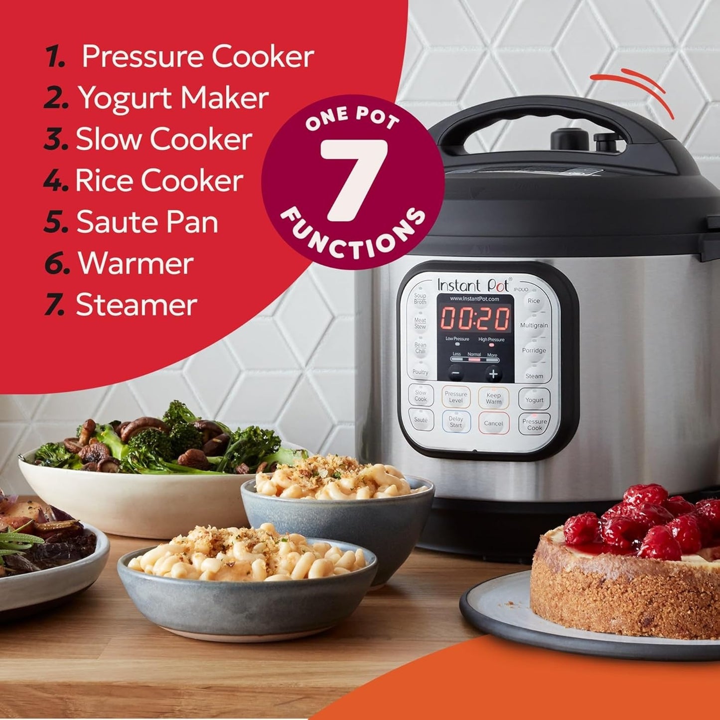 Instant Pot Duo 7-in-1 Multi-Cooker – 5.7L, Pressure, Slow Cooker, Rice & More, Stainless Steel