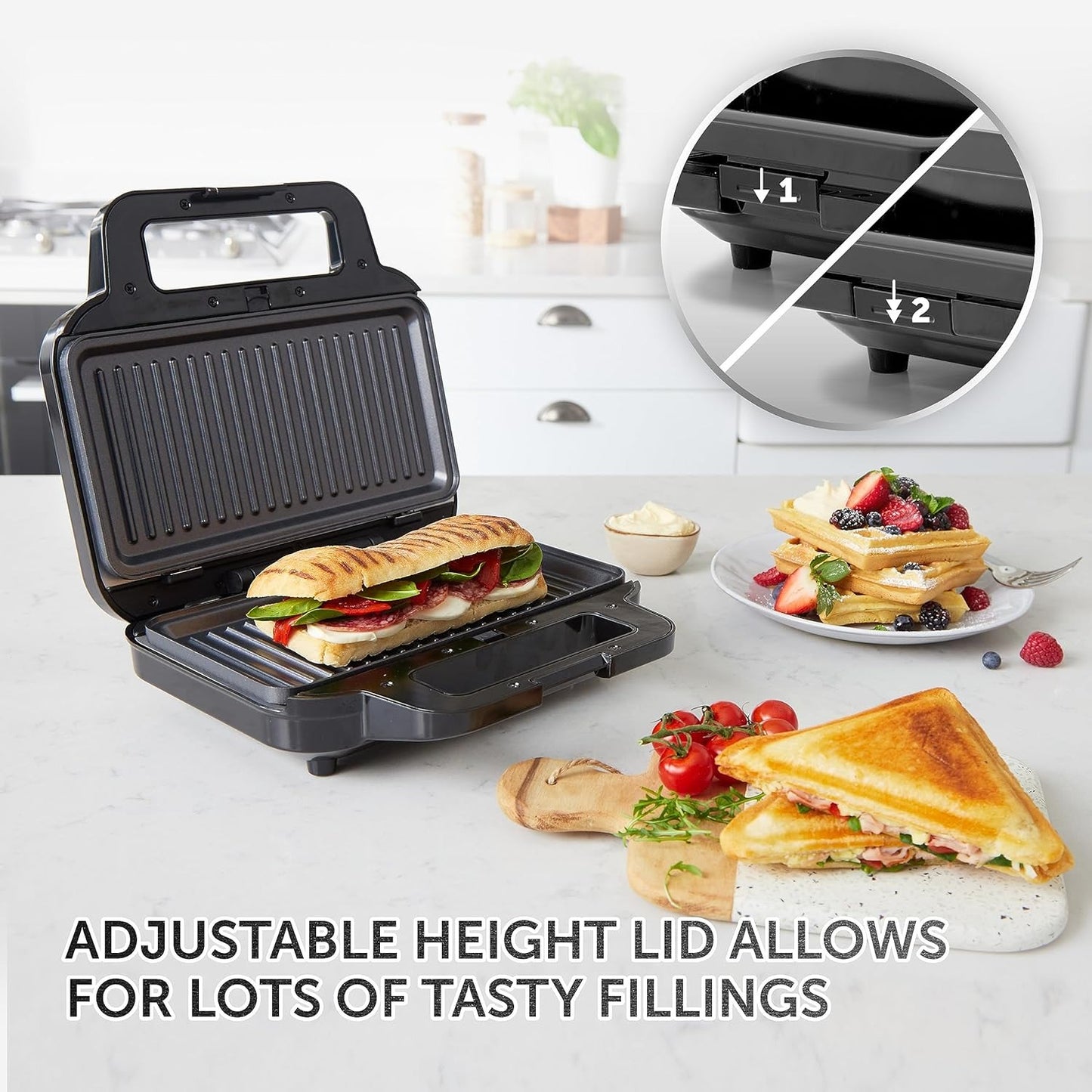 Breville 3-in-1 Ultimate Snack Maker – Toastie, Waffle & Panini Press, Black & Stainless Steel [VST098]