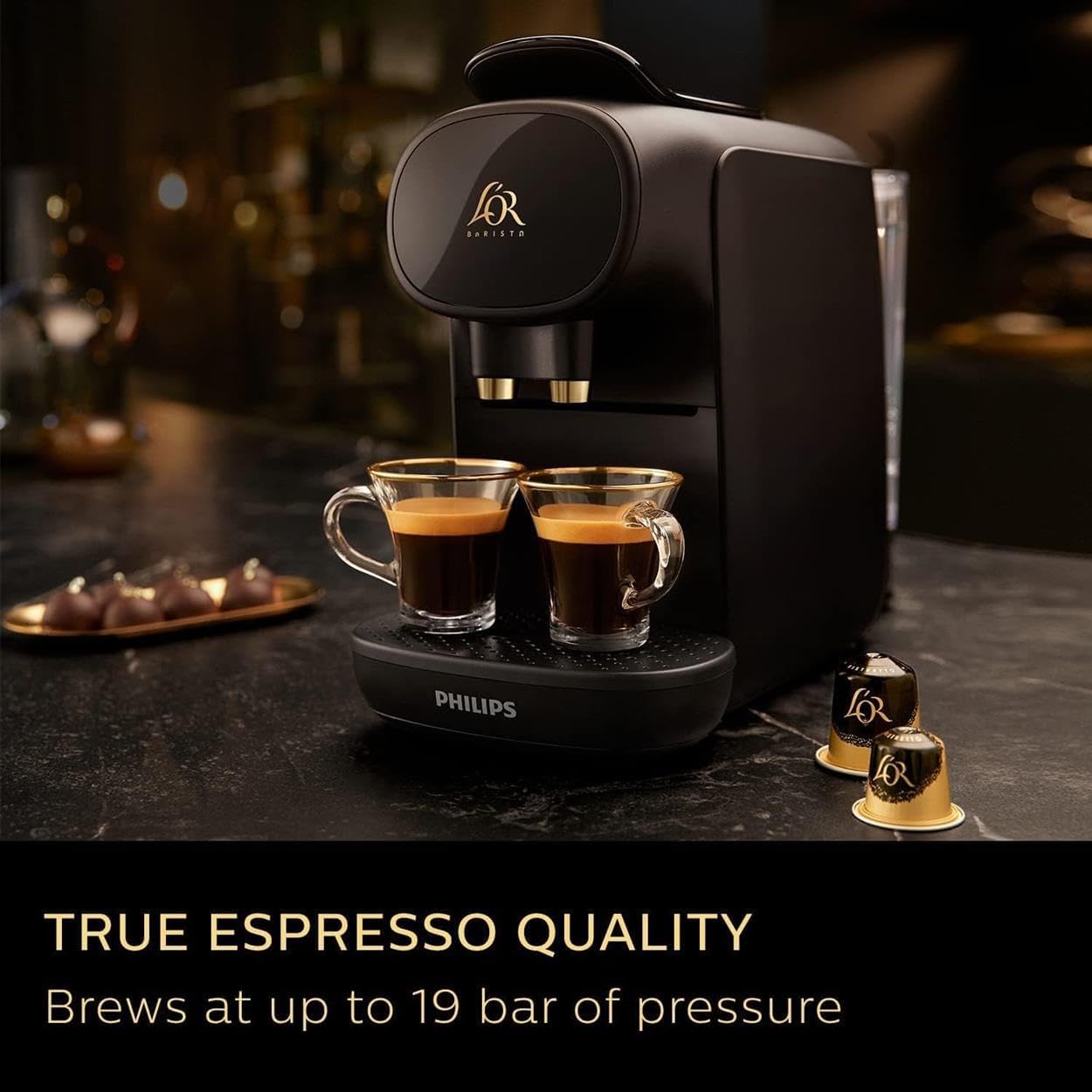 Philips L’OR Barista Sublime Capsule Coffee Machine – Double Shot, 19 Bar, Black