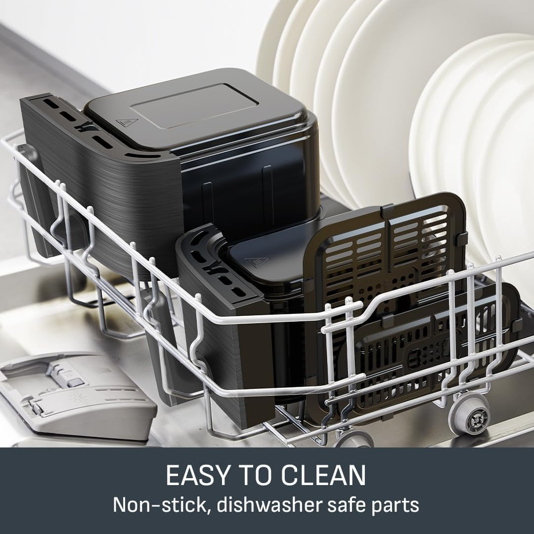 Tefal Easy Fry Dual Zone Air Fryer – 8.3L, 2 Drawers, 8-in-1 Digital, Grey EY901HG0