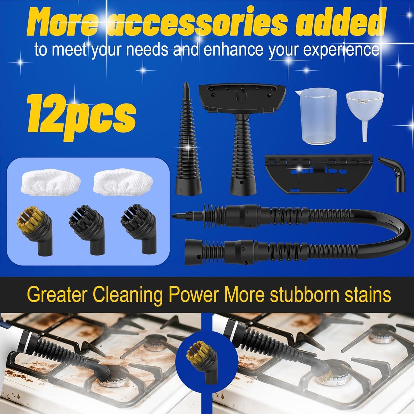 Handheld Steam Cleaner – Portable Multi-Surface Cleaning, 12 Accessories, Chemical-Free, 1050W