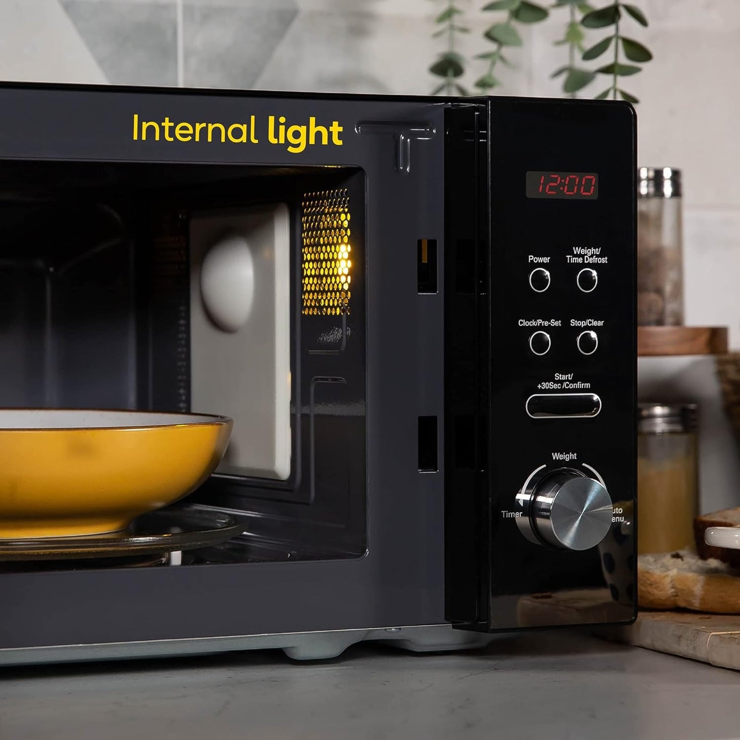 Russell Hobbs RHM2076B 20L Digital Microwave – 800W, 8 Auto Cook Menus, Black Mirror Finish