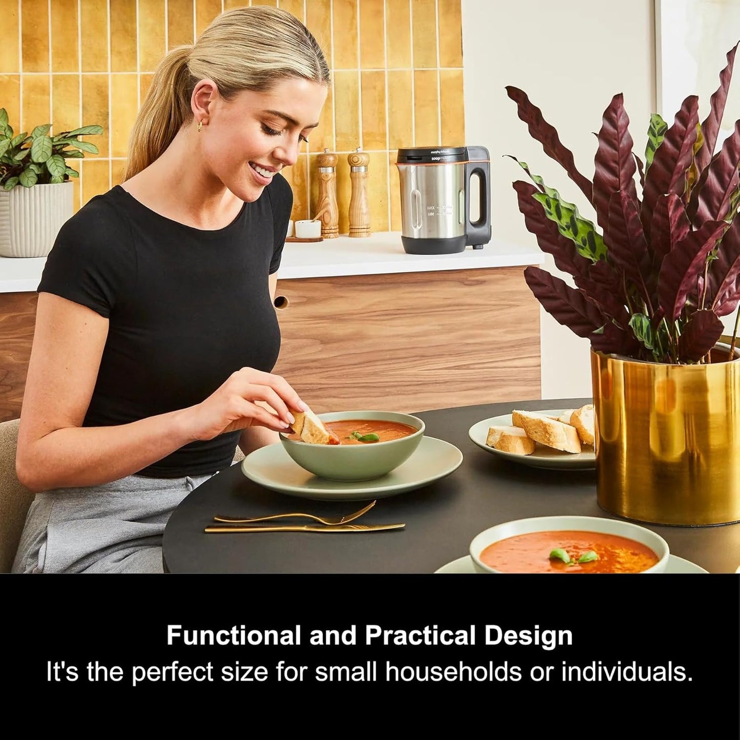 Morphy Richards Compact Soup Maker – 1L, 900W, LED Display, Stainless Steel