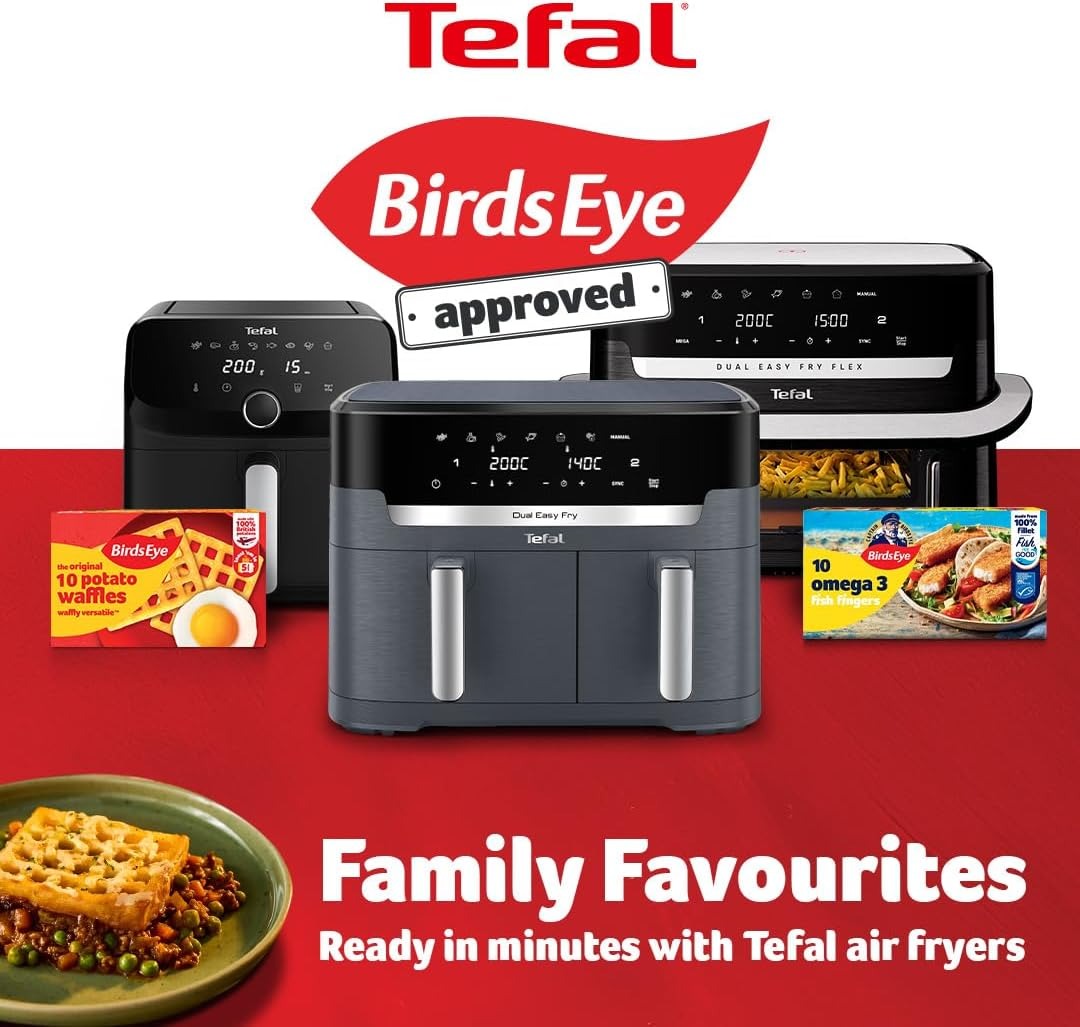 Tefal Easy Fry Dual Zone Air Fryer – 8.3L, 2 Drawers, 8-in-1 Digital, Grey EY901HG0